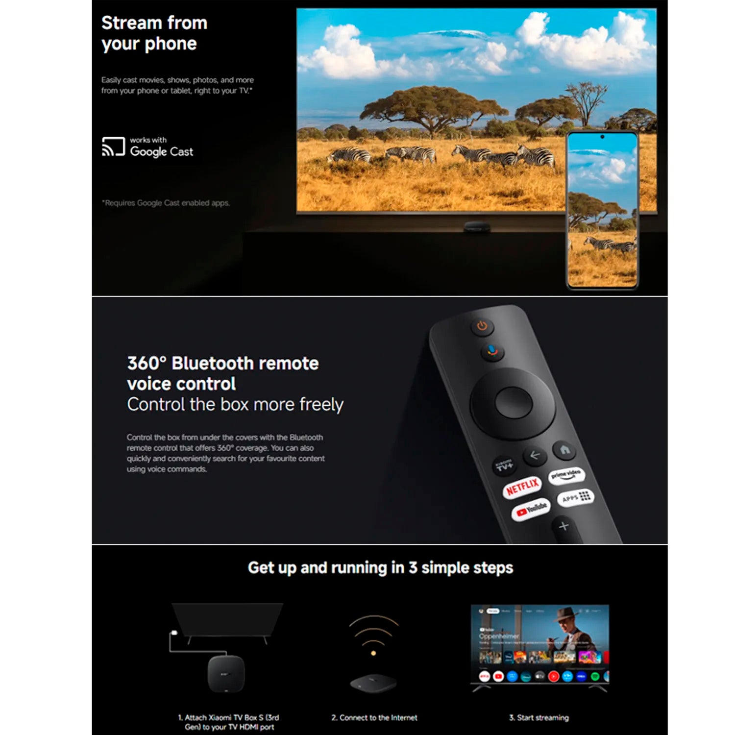 Xiaomi - TV Box 3ra Gen Negro 4K 2GB RAM 32GB Android