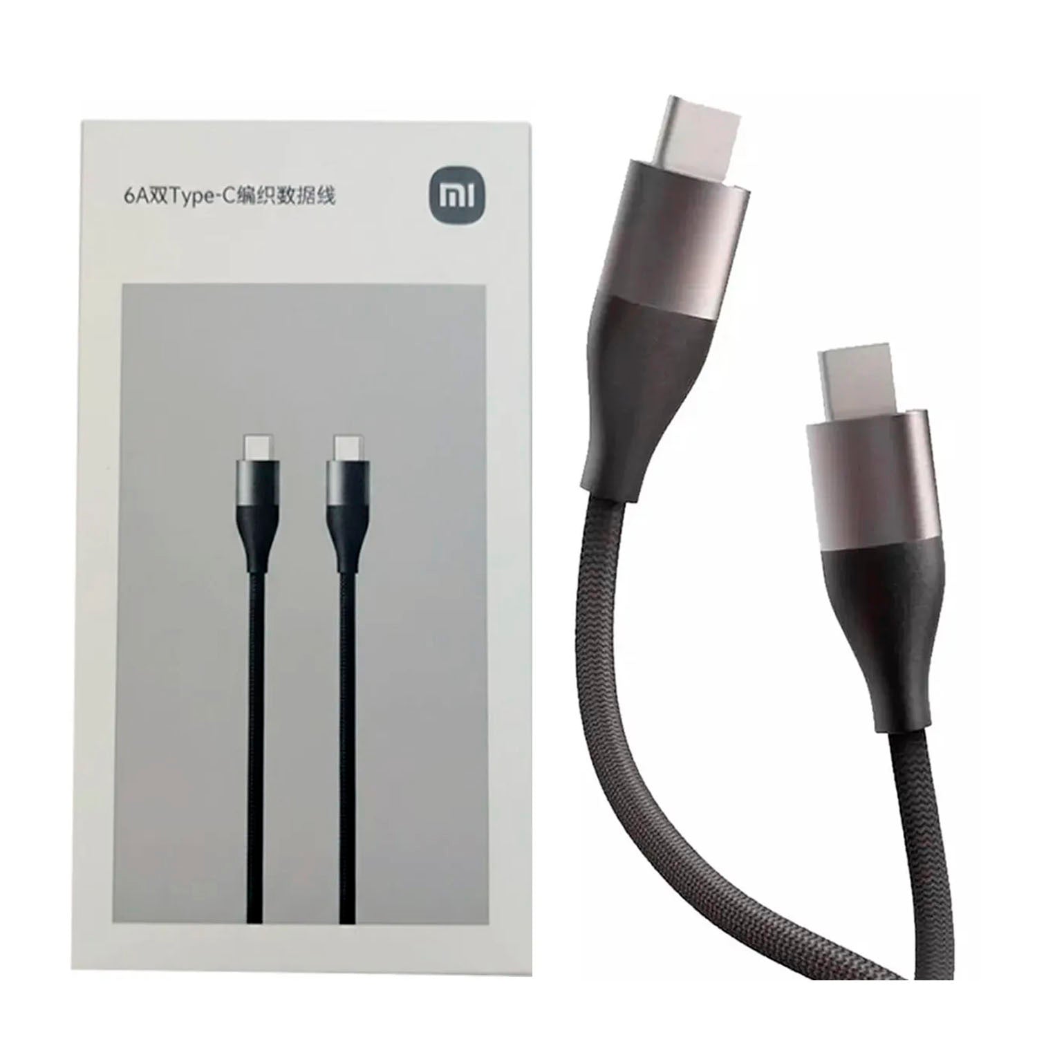 Xiaomi - Cable de Carga Rápida 6A Negro Braided USB Tipo-C a Tipo-C 1M