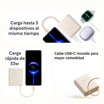 Xiaomi - Power Bank 10000mAh 33W Crema con Cable Integrado Carga Rápida