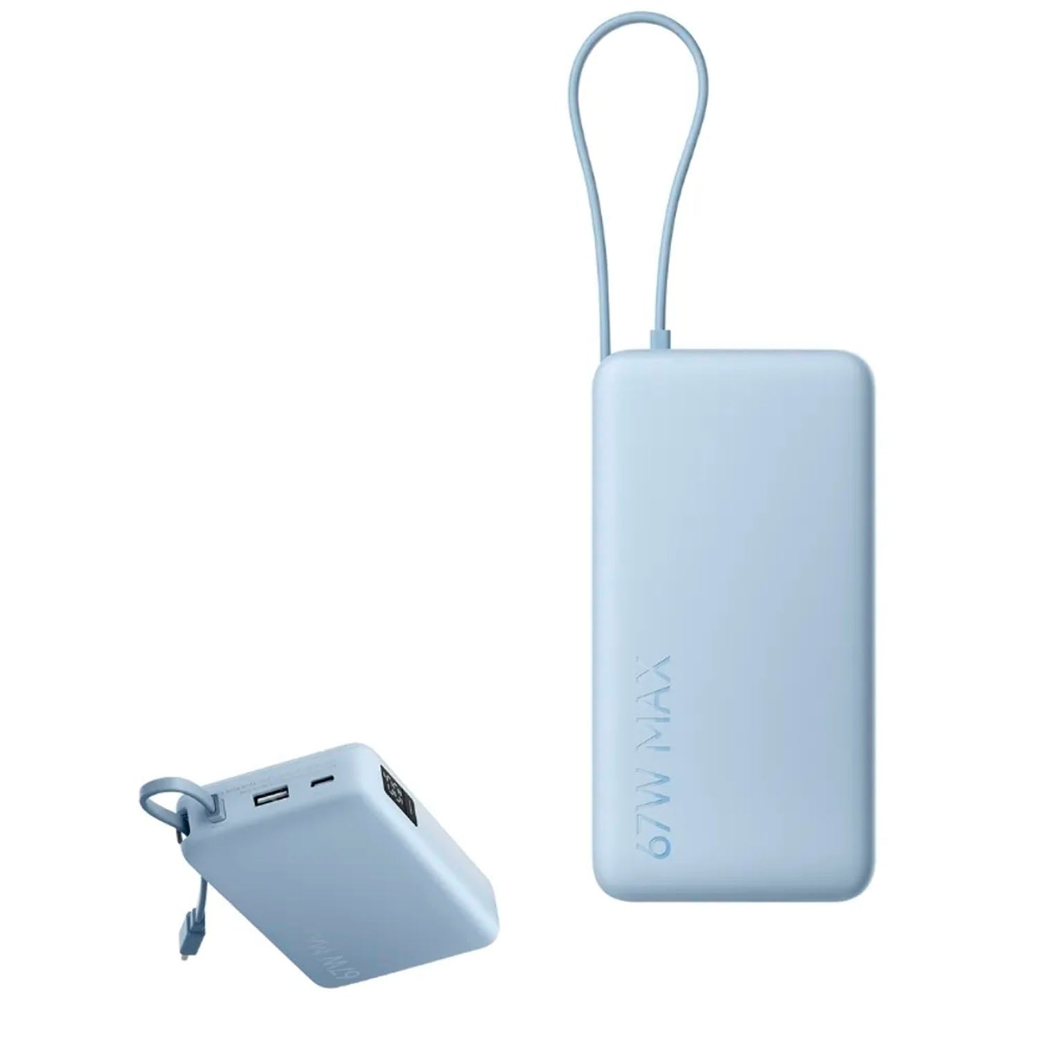 Xiaomi - Power Bank 67W Celeste 20000mAh Carga Rápida Cable Integrado