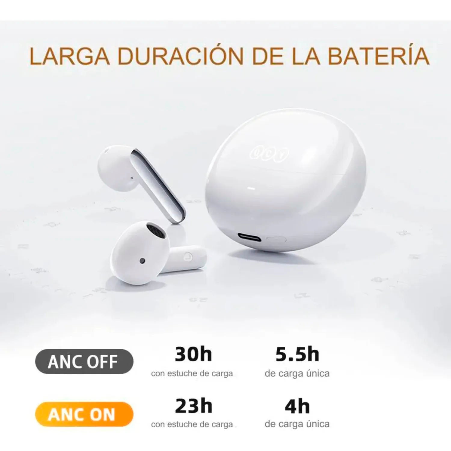 QCY - Audífonos AilyBuds Pro+ Blanco ANC Adaptativo LDAC 28H