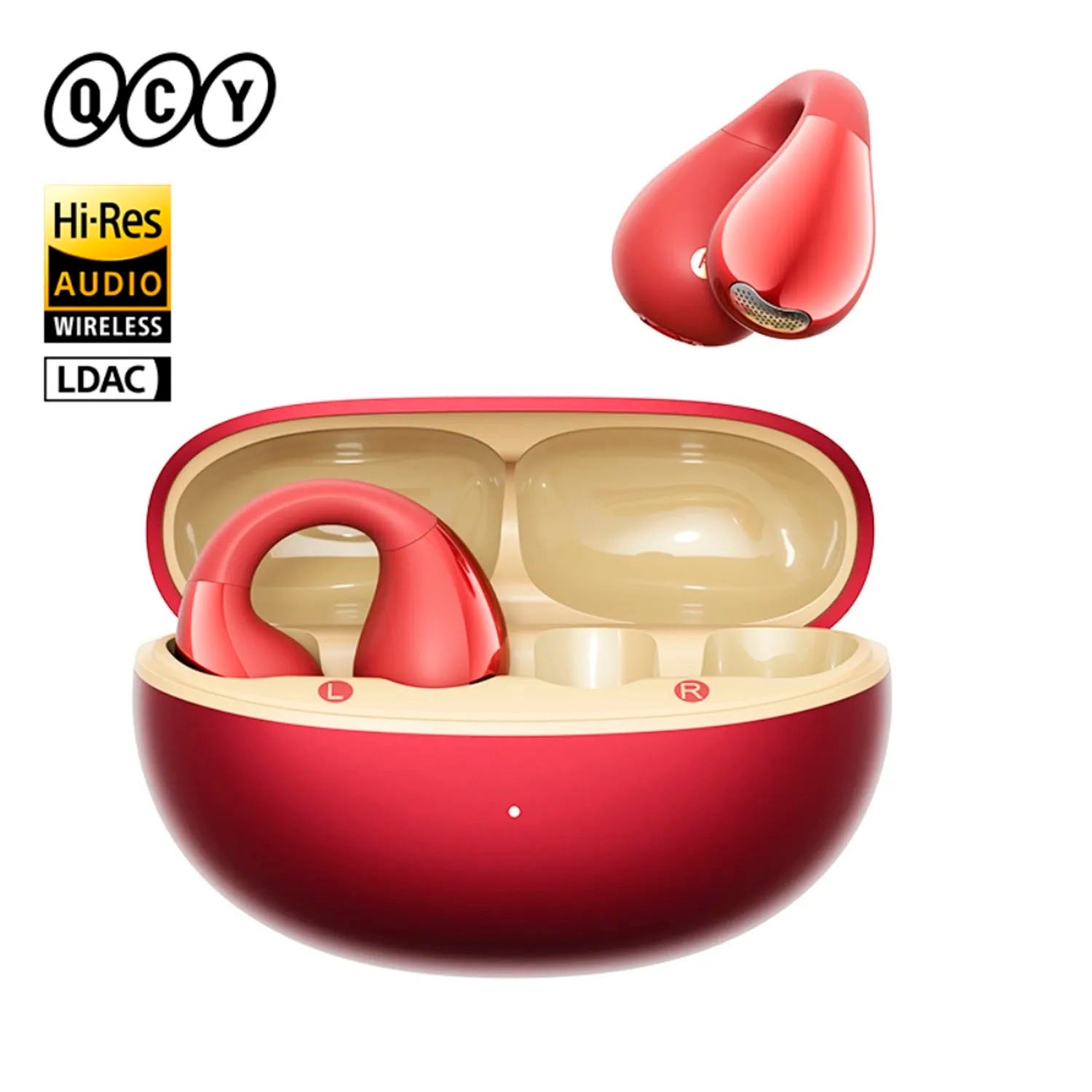 QCY - Audífonos Inalámbricos Crossky C30S Rojo Bluetooth 5.4 Open Ear