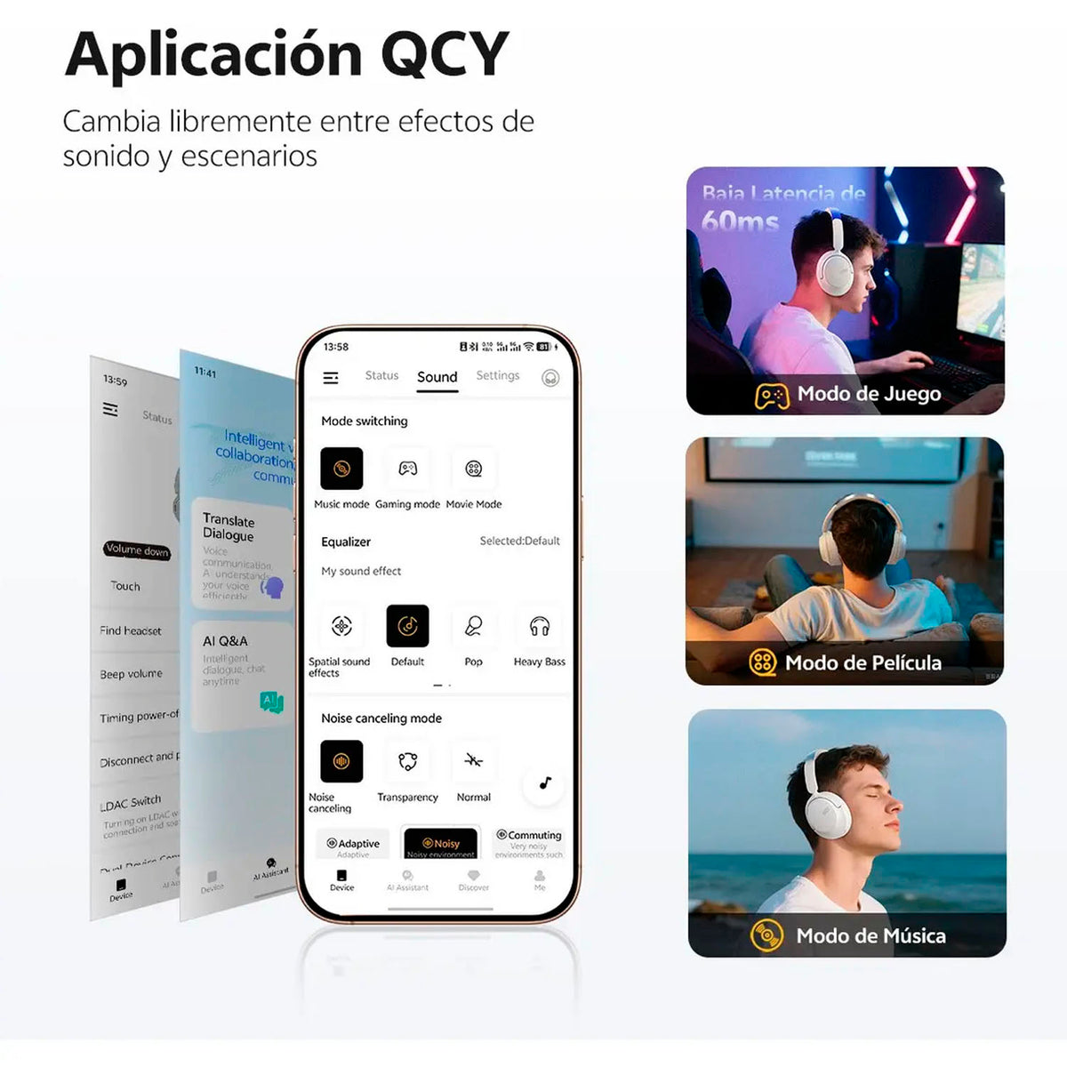 Audífonos Inalámbricos QCY H3S Blanco Bluetooth 6.0 ANC