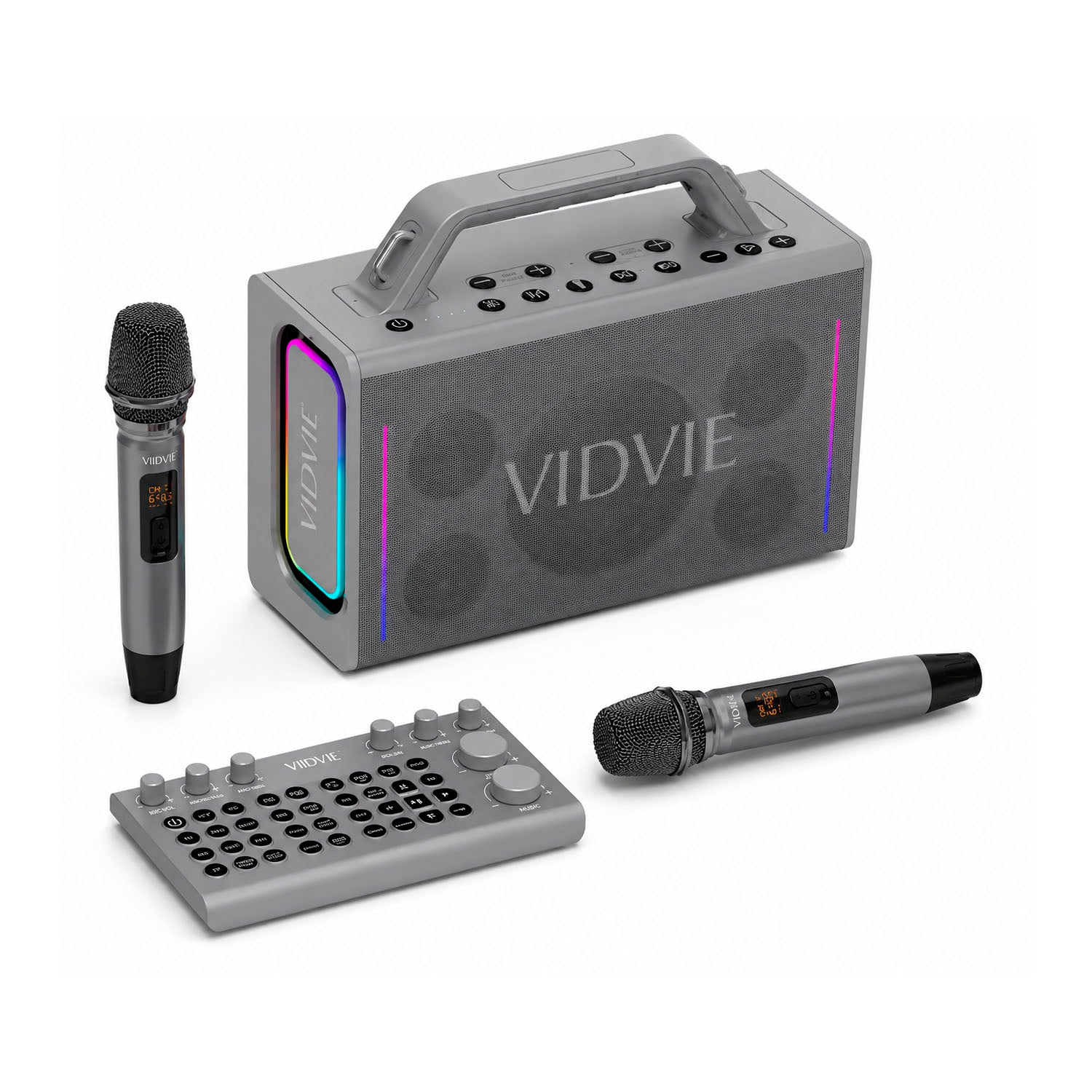 VIDVIE - Parlante Karaoke XL-SP924 Negro 200W con 2 Micrófonos