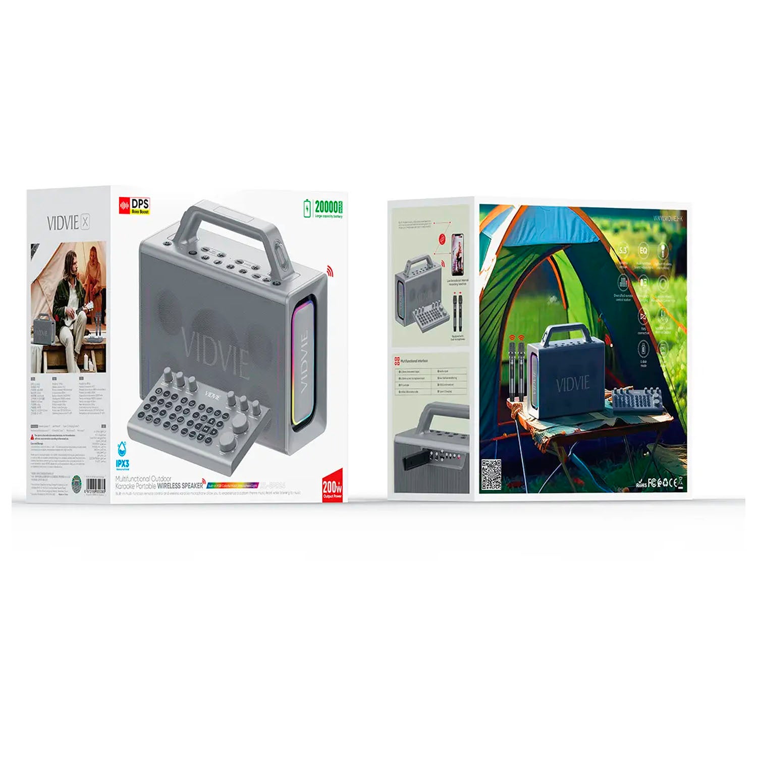 VIDVIE - Parlante Karaoke XL-SP924 Negro 200W con 2 Micrófonos