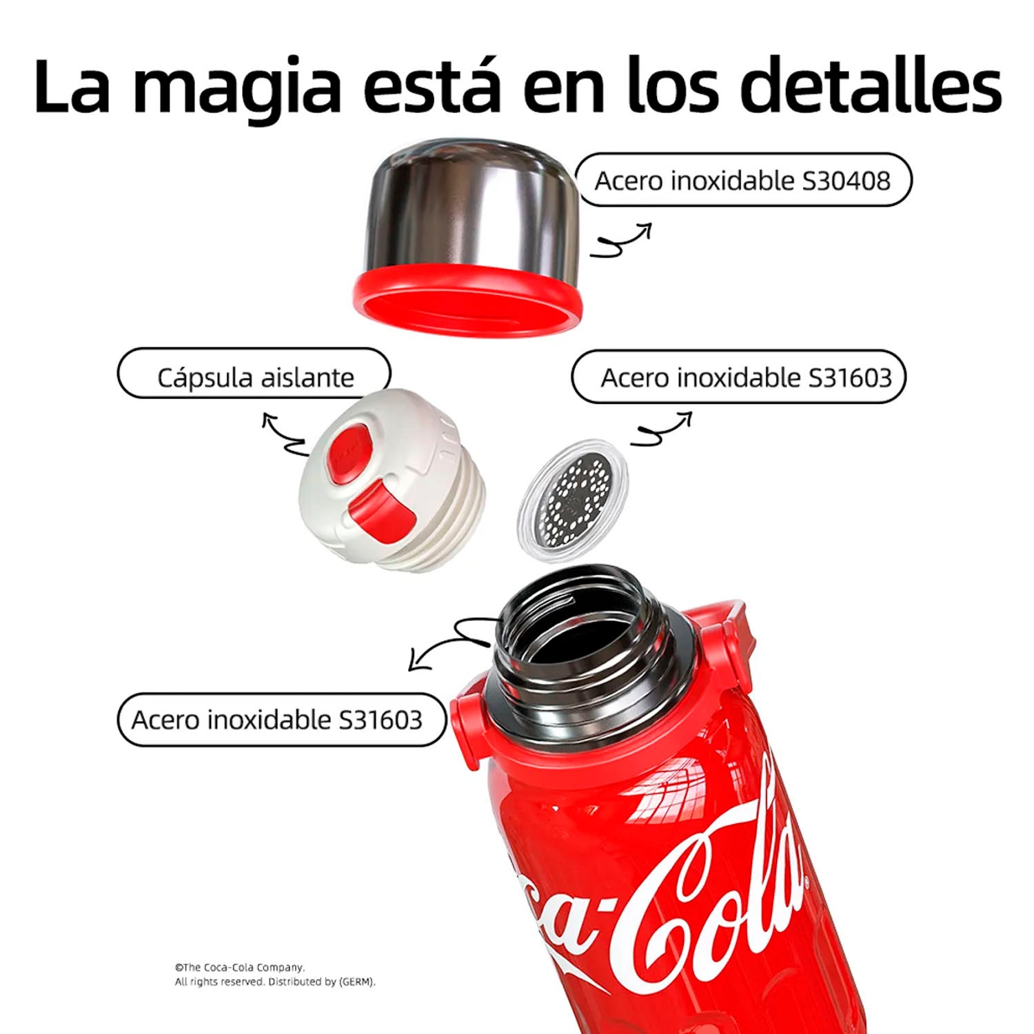 GERM - Termo Deportivo Coca-Cola Rojo 1200ml Acero Inoxidable