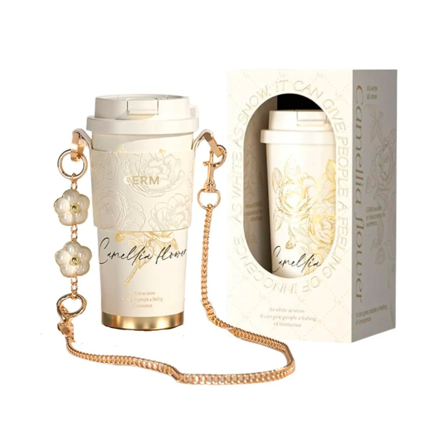 Germ - Vaso Térmico Camellia 500ml Blanco Nieve Acero Inoxidable