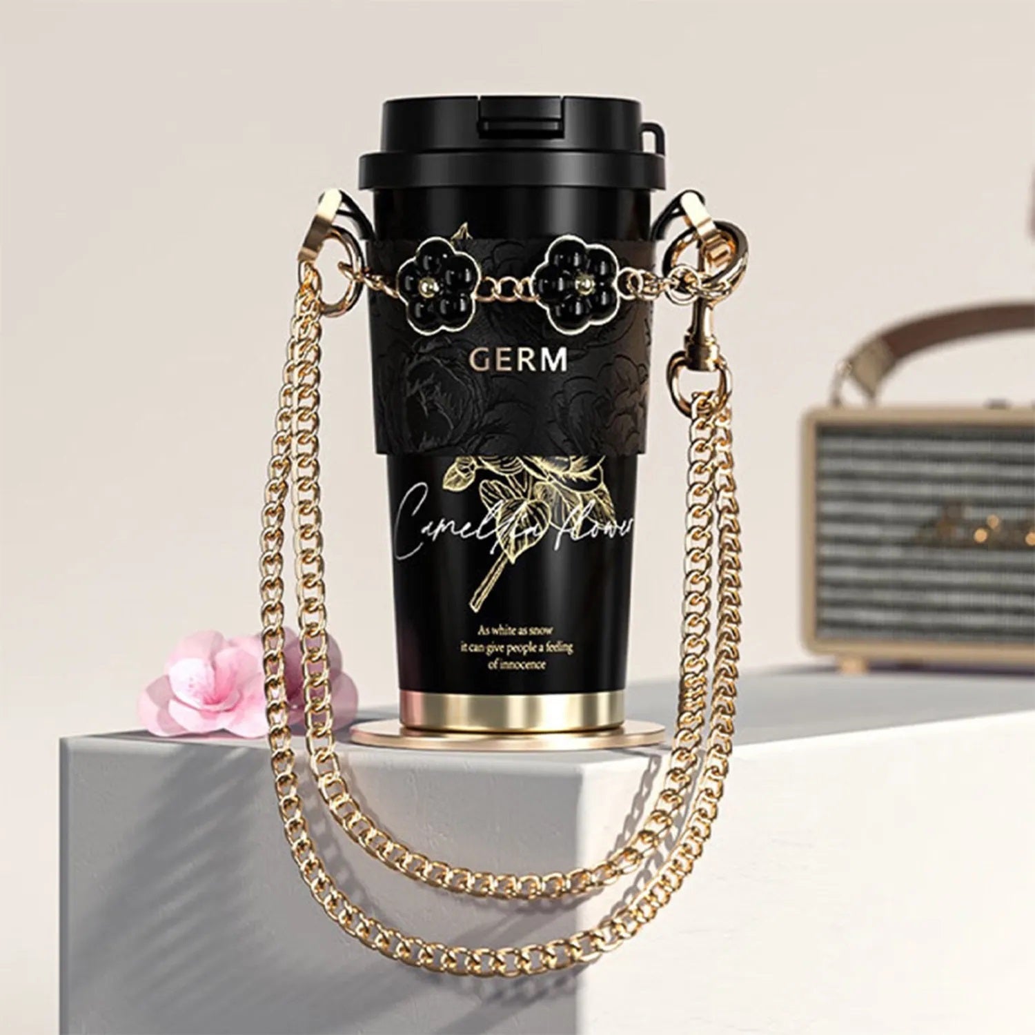 Vaso térmico Germ Camellia 500 ml Negro?Dorado Acero premium