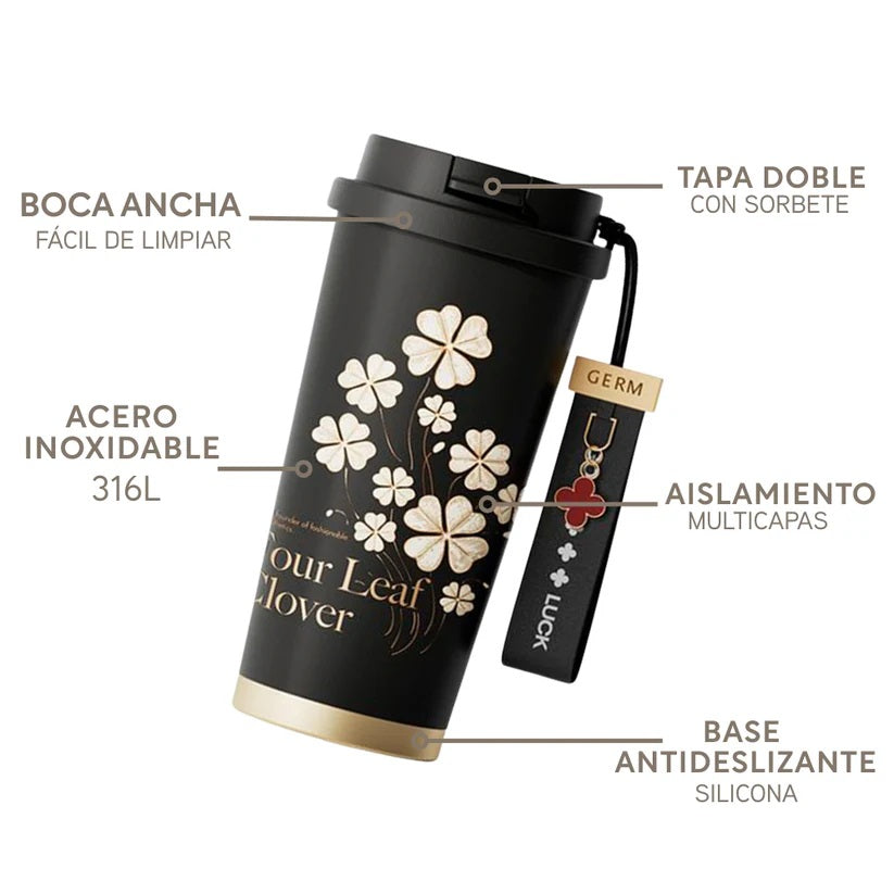 Germ - Vaso Térmico Clover 500ml Negro Acero Inoxidable