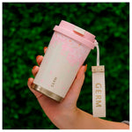 GERM - Vaso Térmico Sakura Flores Rosa 390ml Acero Inoxidable