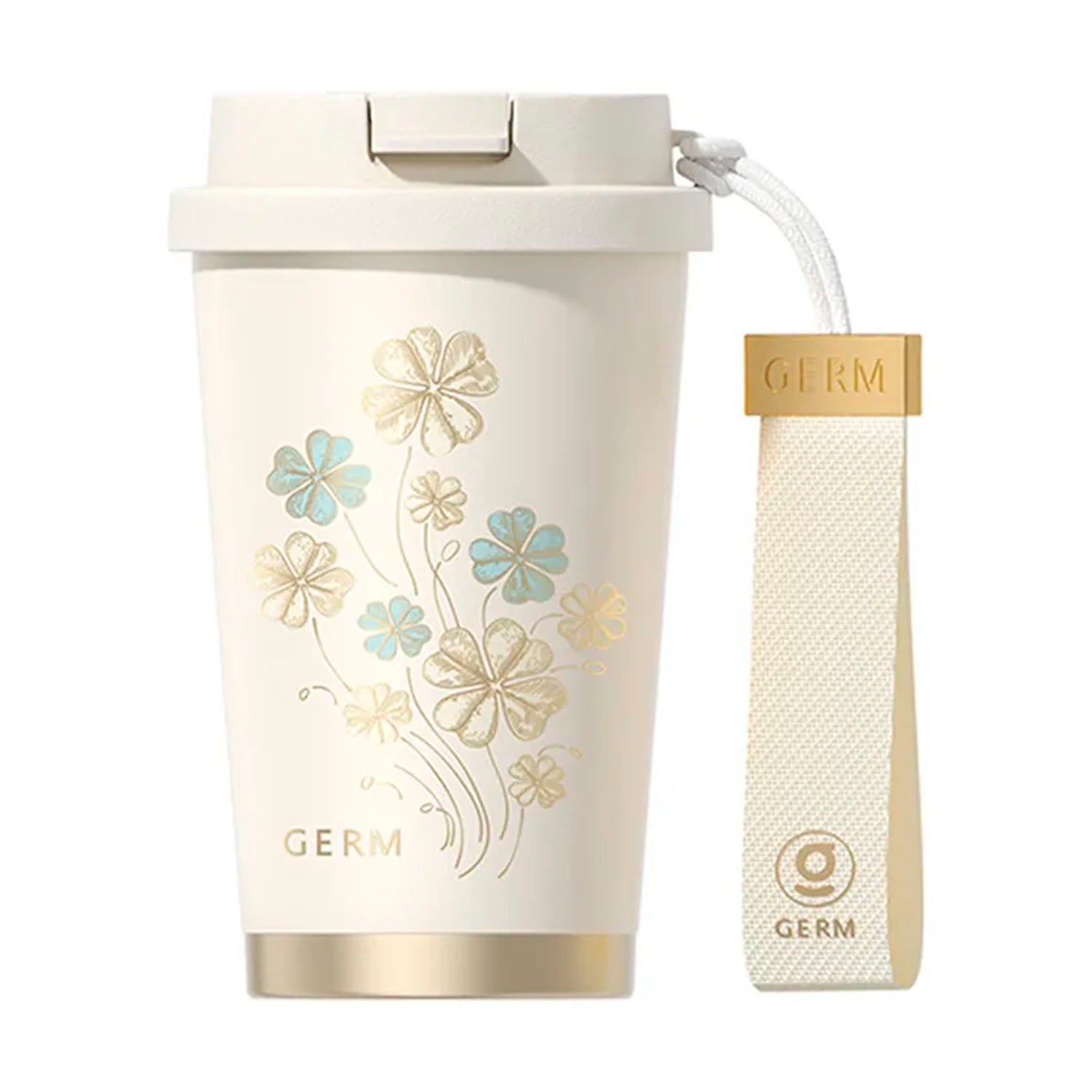 GERM - Vaso Térmico Trébol Blanco 390ml Acero Inoxidable