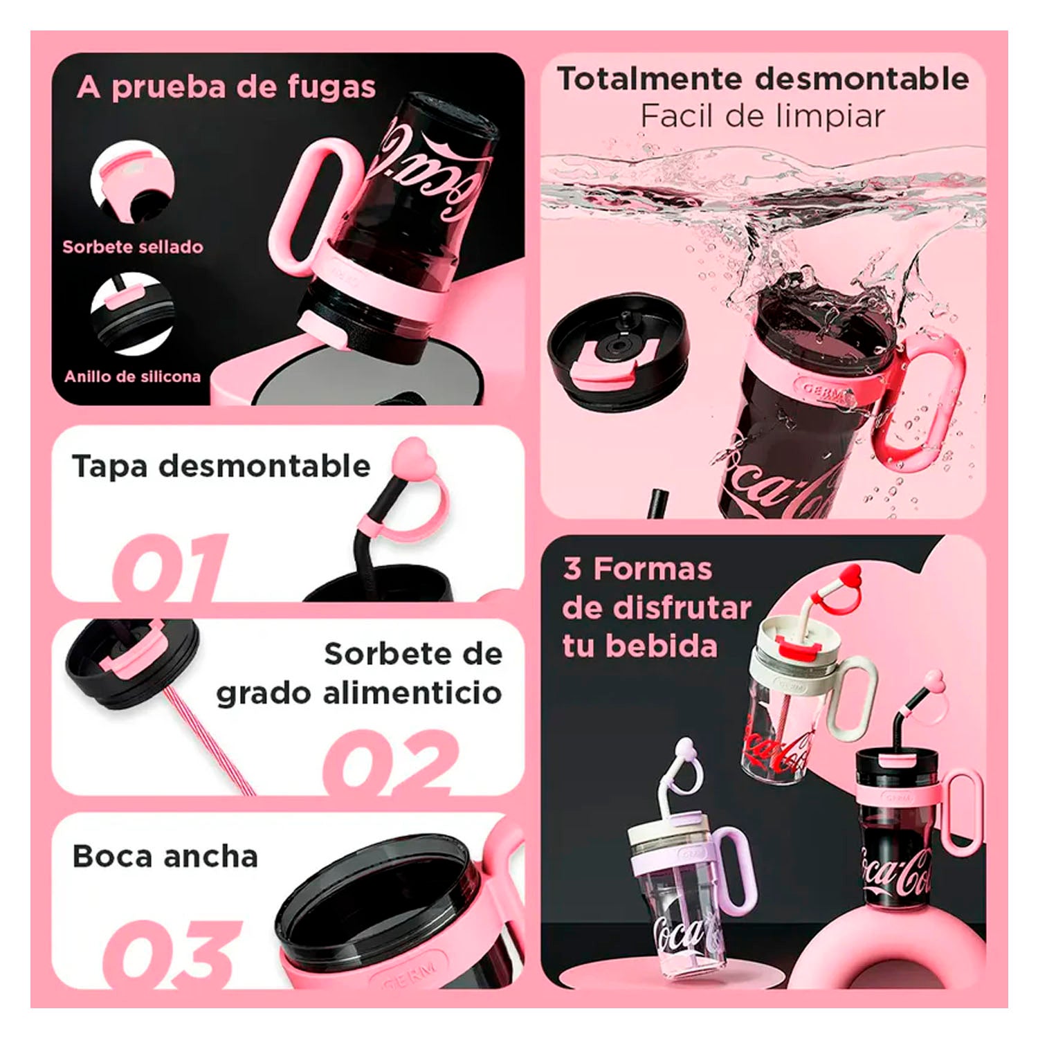 GERM - Tomatodo Tritan Coca-Cola Verde 800ml 27 Oz Libre de BPA