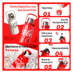 GERM - Termo Deportivo Coca-Cola Rosa 800ml con Tapa Taza