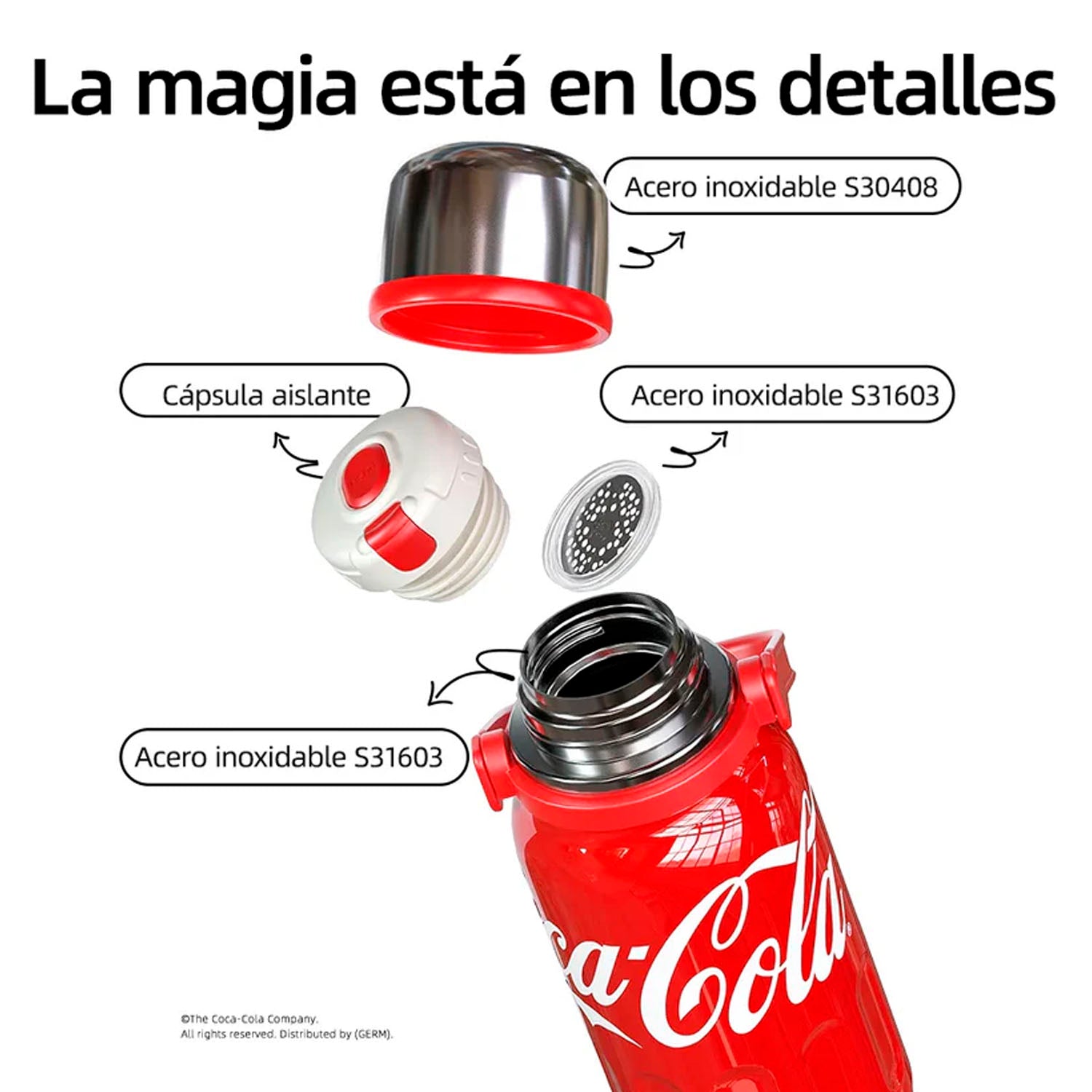 GERM - Termo Deportivo Coca-Cola Rosa 800ml con Tapa Taza