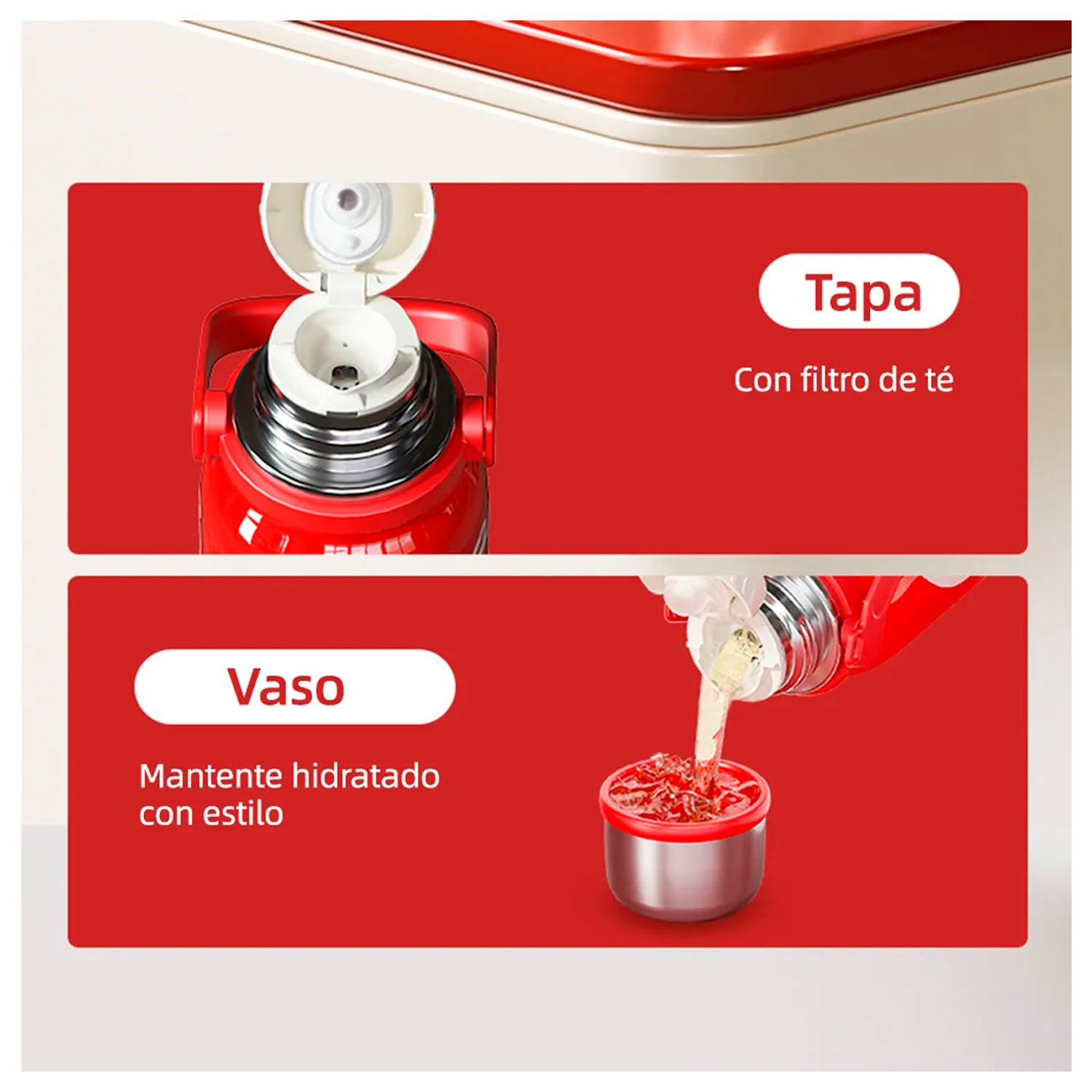 GERM - Termo Deportivo Coca-Cola Rosa 800ml con Tapa Taza