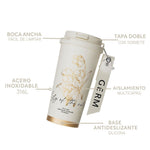 GERM - Vaso Térmico Clover Beige Peonías 500ml Acero Inoxidable