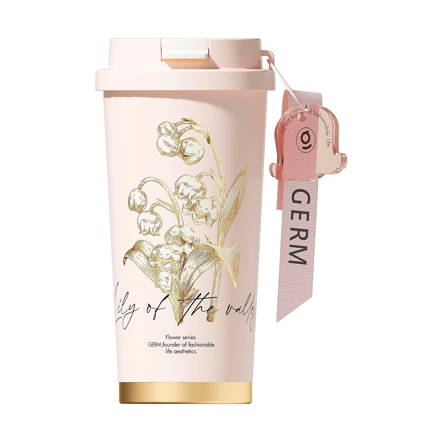 GERM - Vaso Térmico Clover Rosa Peonías 500ml Acero Inoxidable
