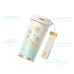 GERM - Vaso Térmico Trébol Celeste 500ml Acero Inoxidable