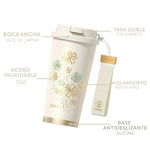 GERM - Vaso Térmico Trébol Blanco 500ml Acero Inoxidable