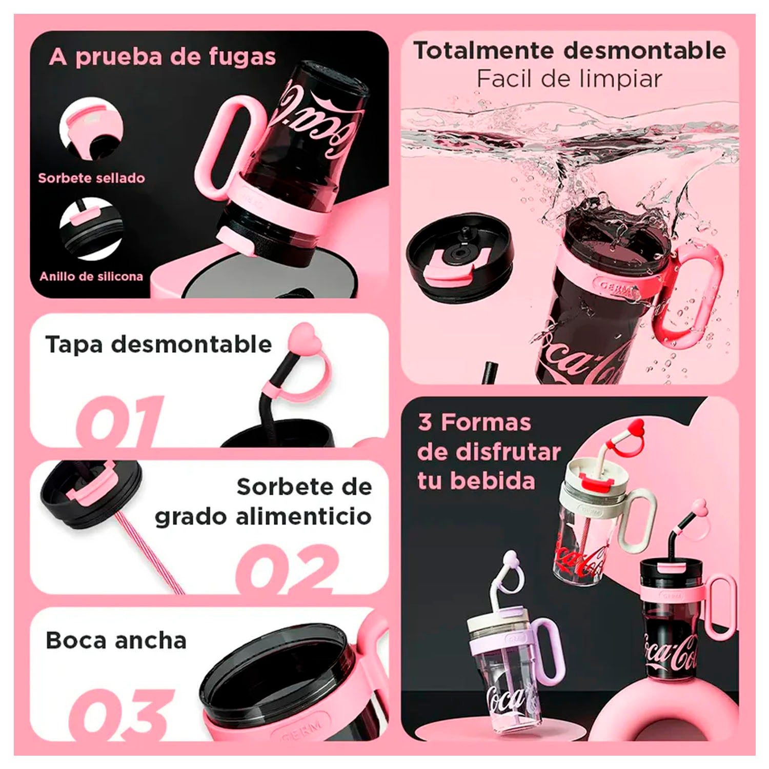 Coca-Cola x Germ - Tomatodo Tritan Negro 800ml (27 oz)