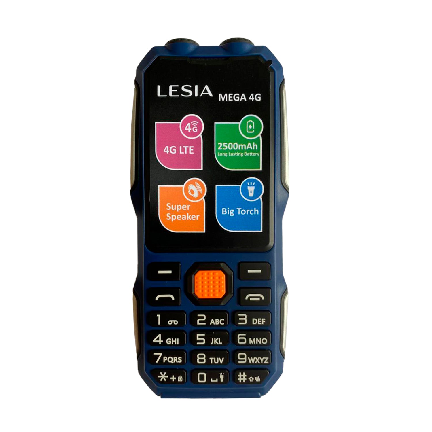 Lesia - Teléfono Básico MEGA 4G Azul Doble SIM