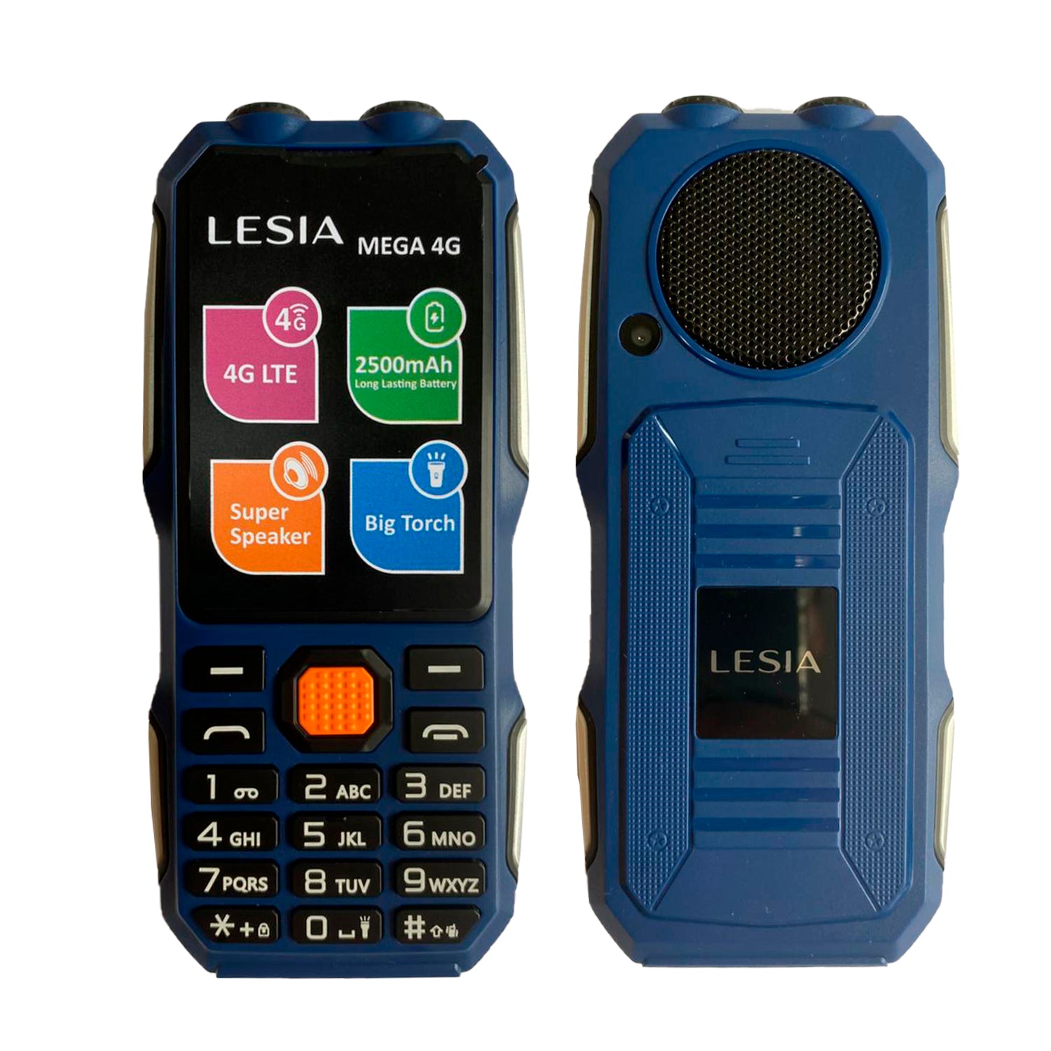 Lesia - Teléfono Básico MEGA 4G Azul Doble SIM