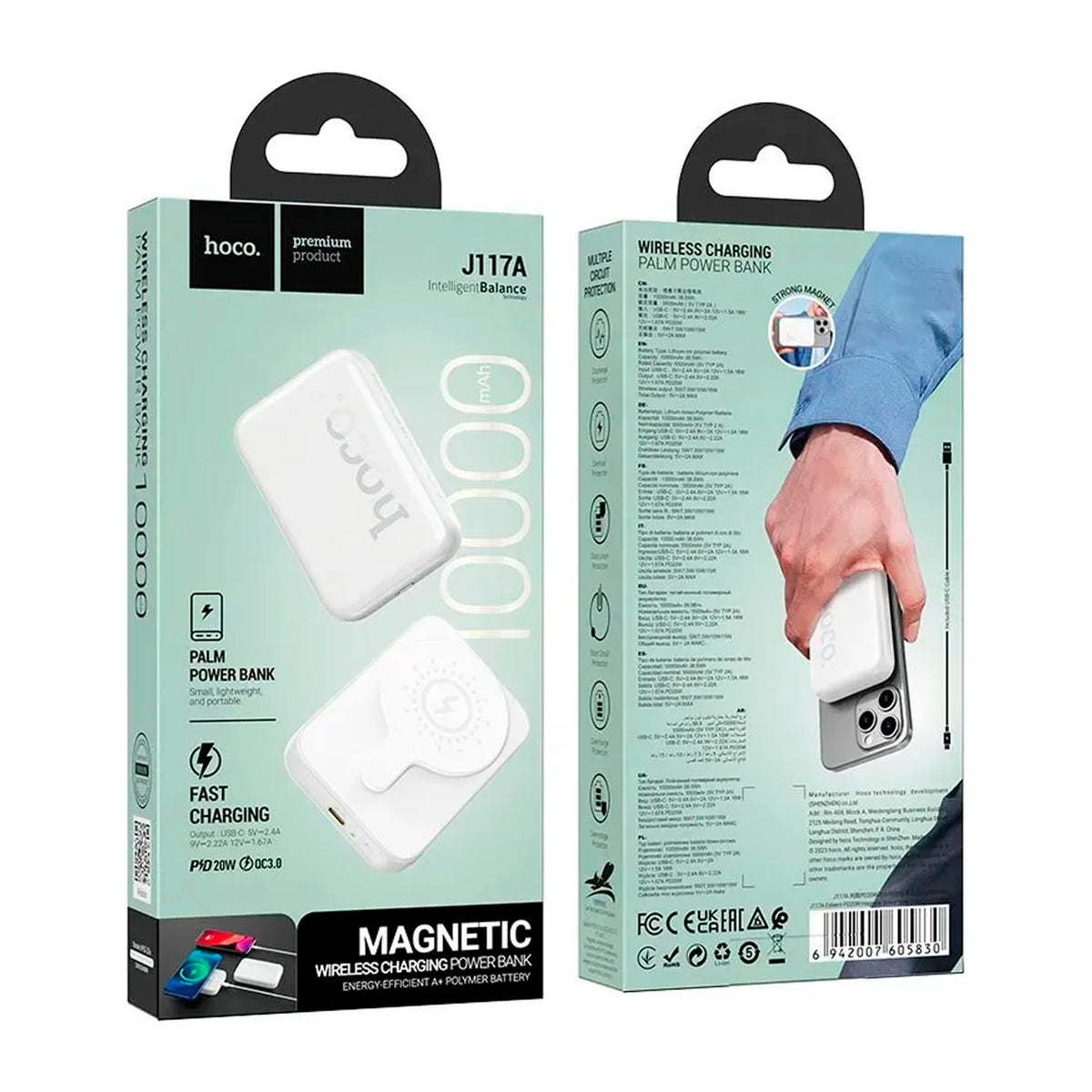 Power Bank Magnético Hoco J117A Negro 10000mAh PD 20W