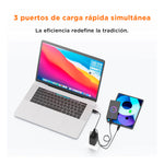 SOLOHOUR - Cargador Rápido GaN 65W Negro con Cable USB-C a USB-C 3 en 1