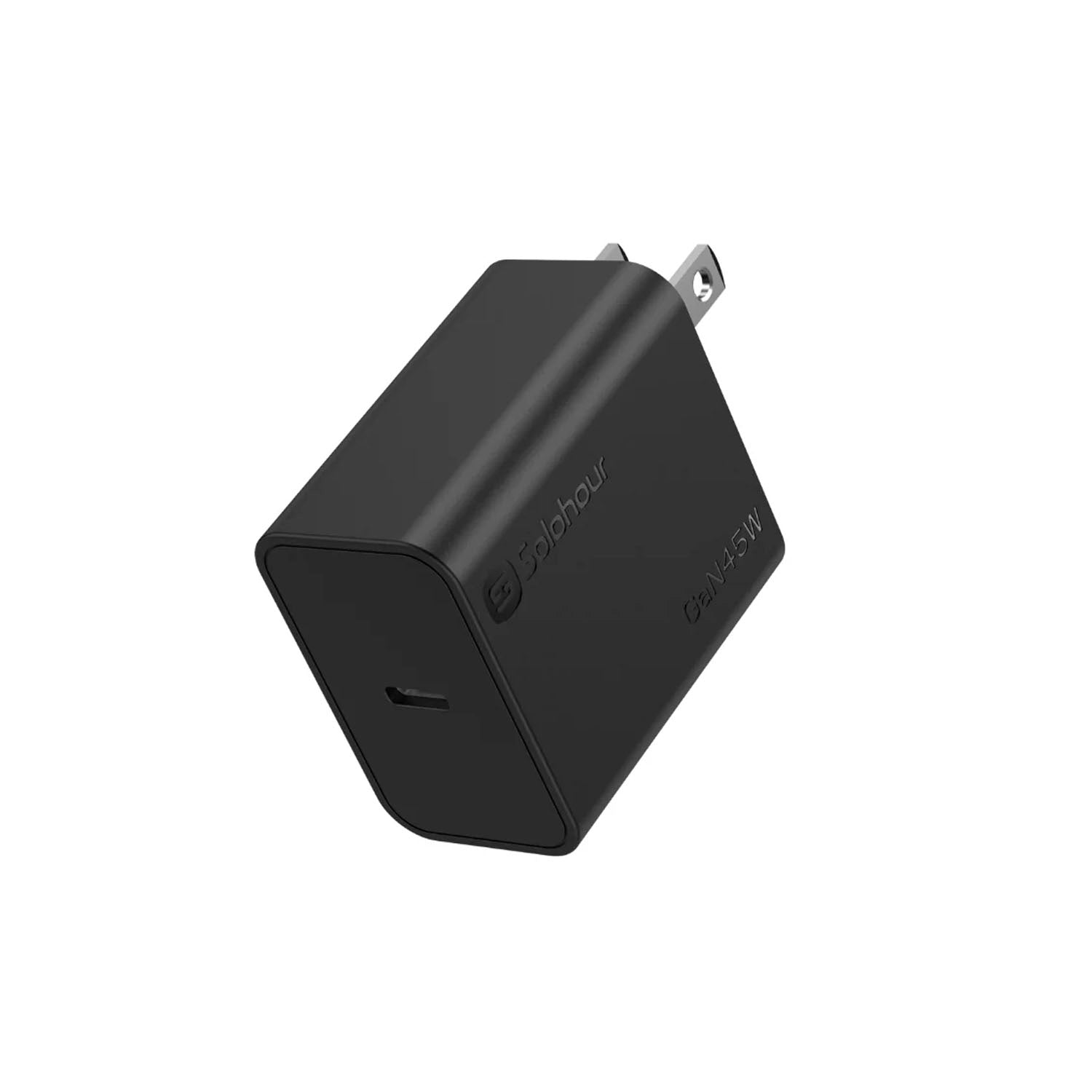SOLOHOUR - Cargador Rápido GaN 45W Negro con Cable USB-C a USB-C