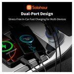 SOLOHOUR - Kit para Carro Cargador 48W 2 Puertos + Cable Type-C a Type-C