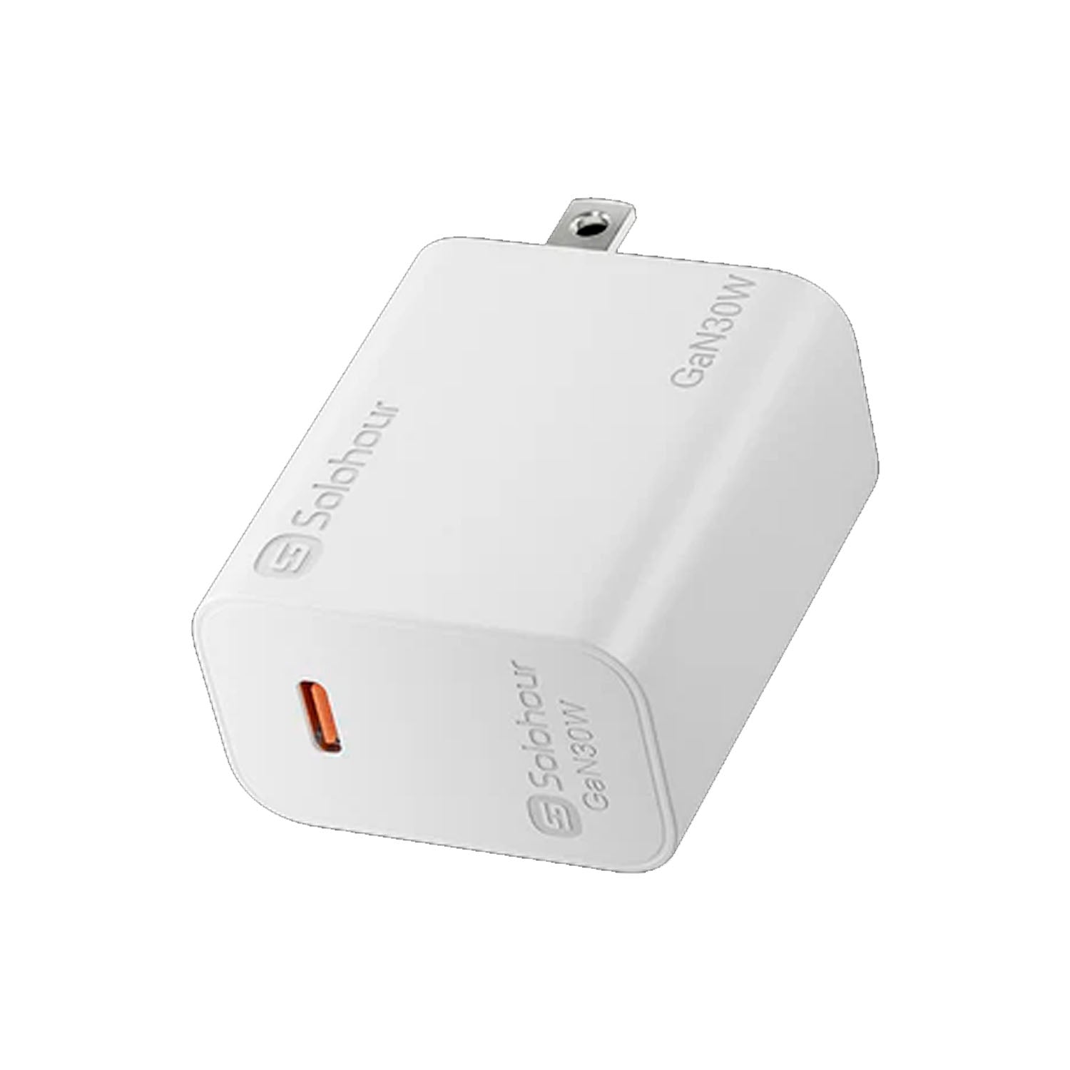 SOLOHOUR - Cargador Rápido GaN 30W Blanco con Cable Type-C a Type-C
