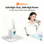 SOLOHOUR - Cargador Rápido GaN 30W Blanco con Cable Type-C a Type-C