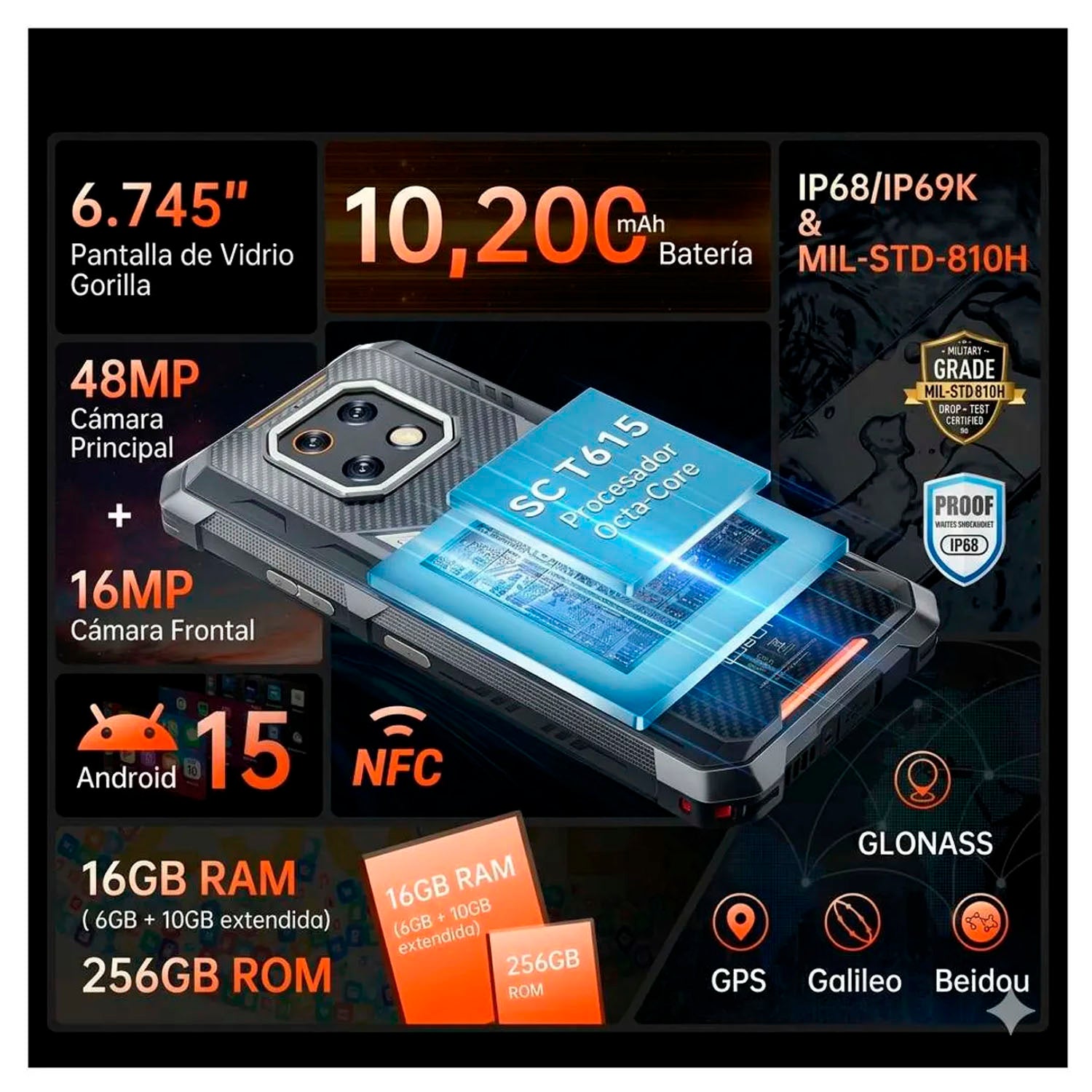 CUBOT - Smartphone KingKong ES 3 Negro 128GB 12GB RAM Resistente