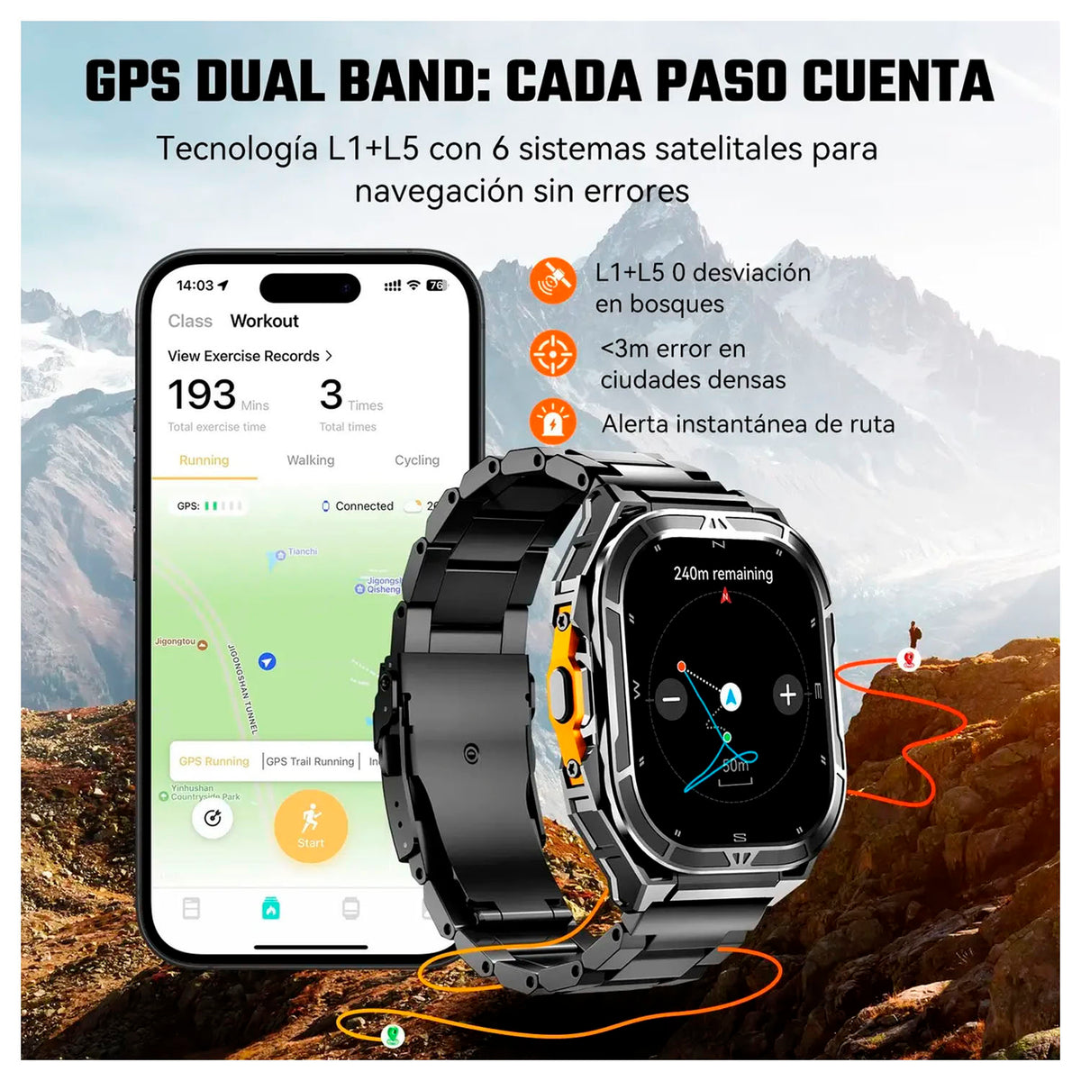 Smartwatch Cubot GT3 Gris Pantalla AMOLED y Llamadas Bluetooth