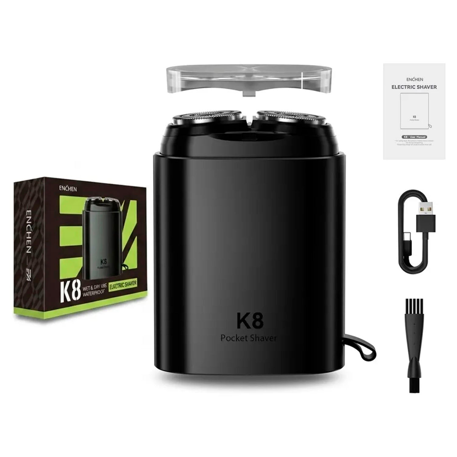 ENCHEN - Afeitadora Eléctrica Portátil K8 Negro USB-C