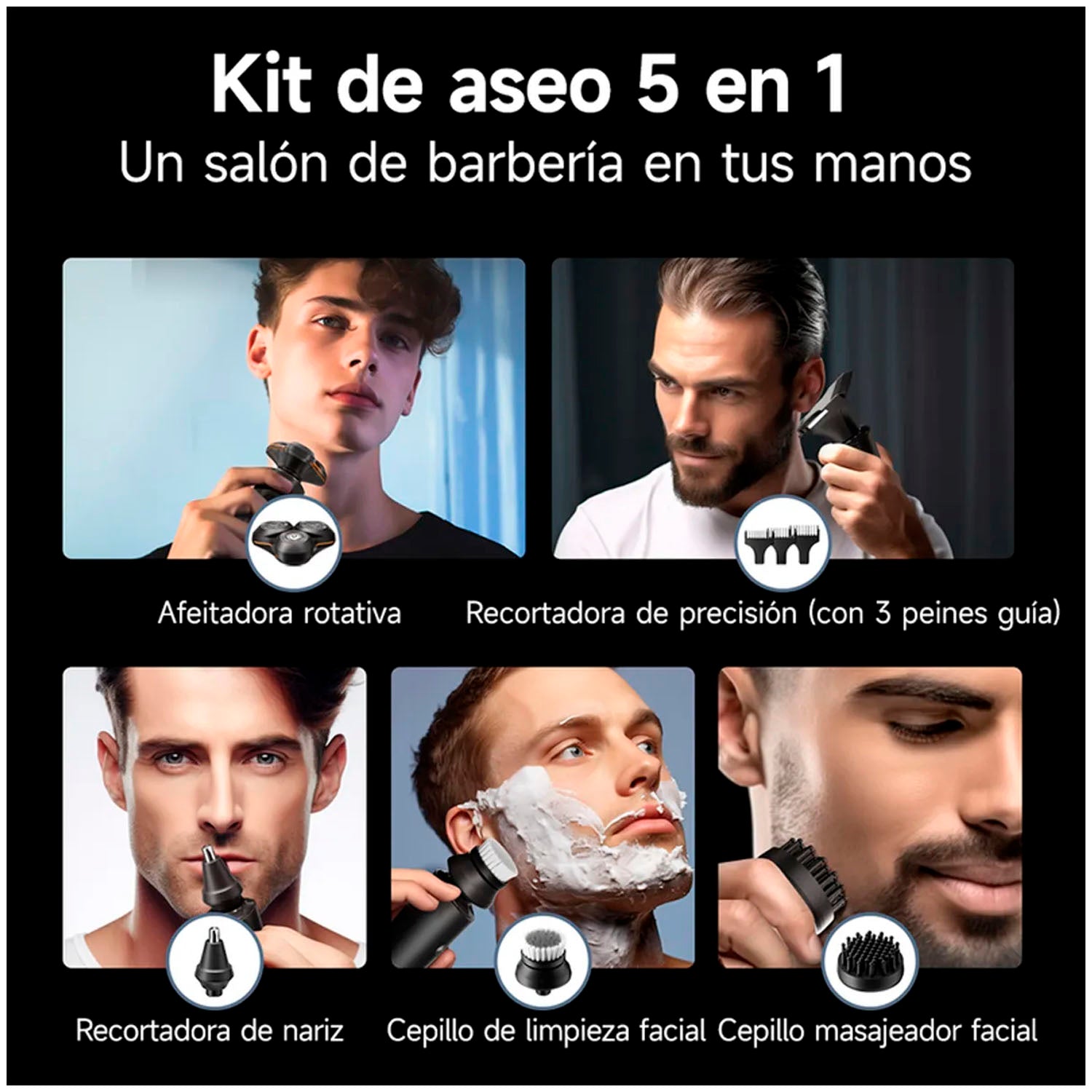 ENCHEN - Rasuradora Multifuncional X8S-C Negro 5 en 1 USB-C