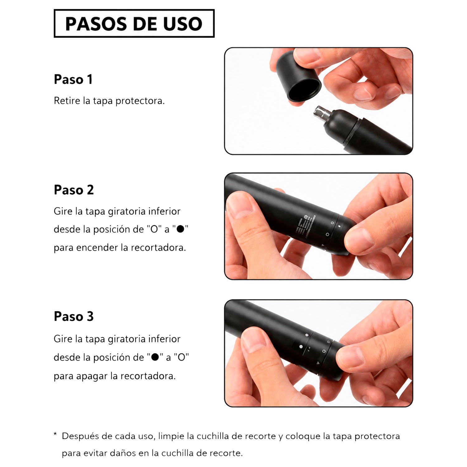 ENCHEN - Rasuradora de Vello Nasal EN005 Negro Portátil