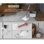 Bomidi - Trapeador Giratorio M20 Blanco 3 en 1 Doble Compartimento