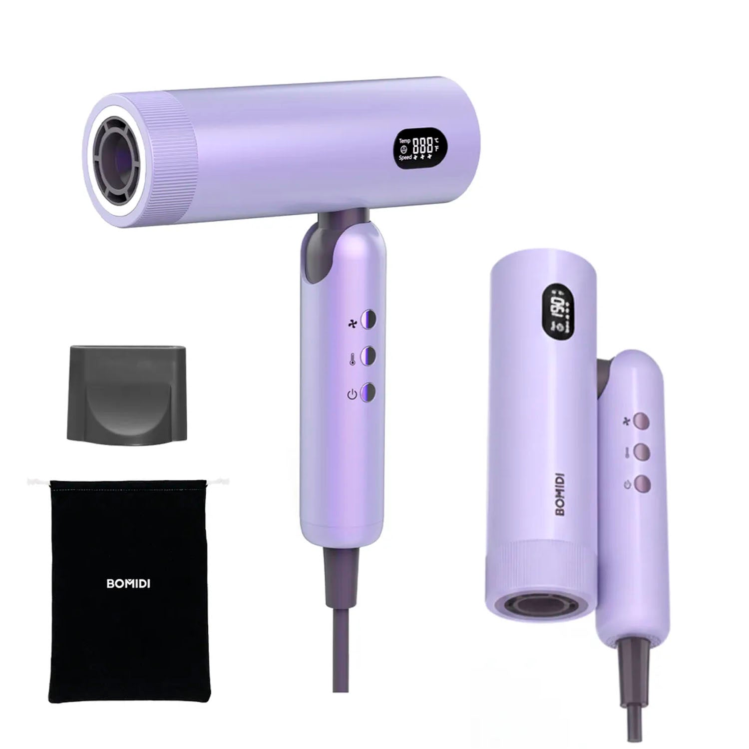 BOMIDI - Secadora de Cabello Profesional HD08 Plegable Azul Multivoltaje