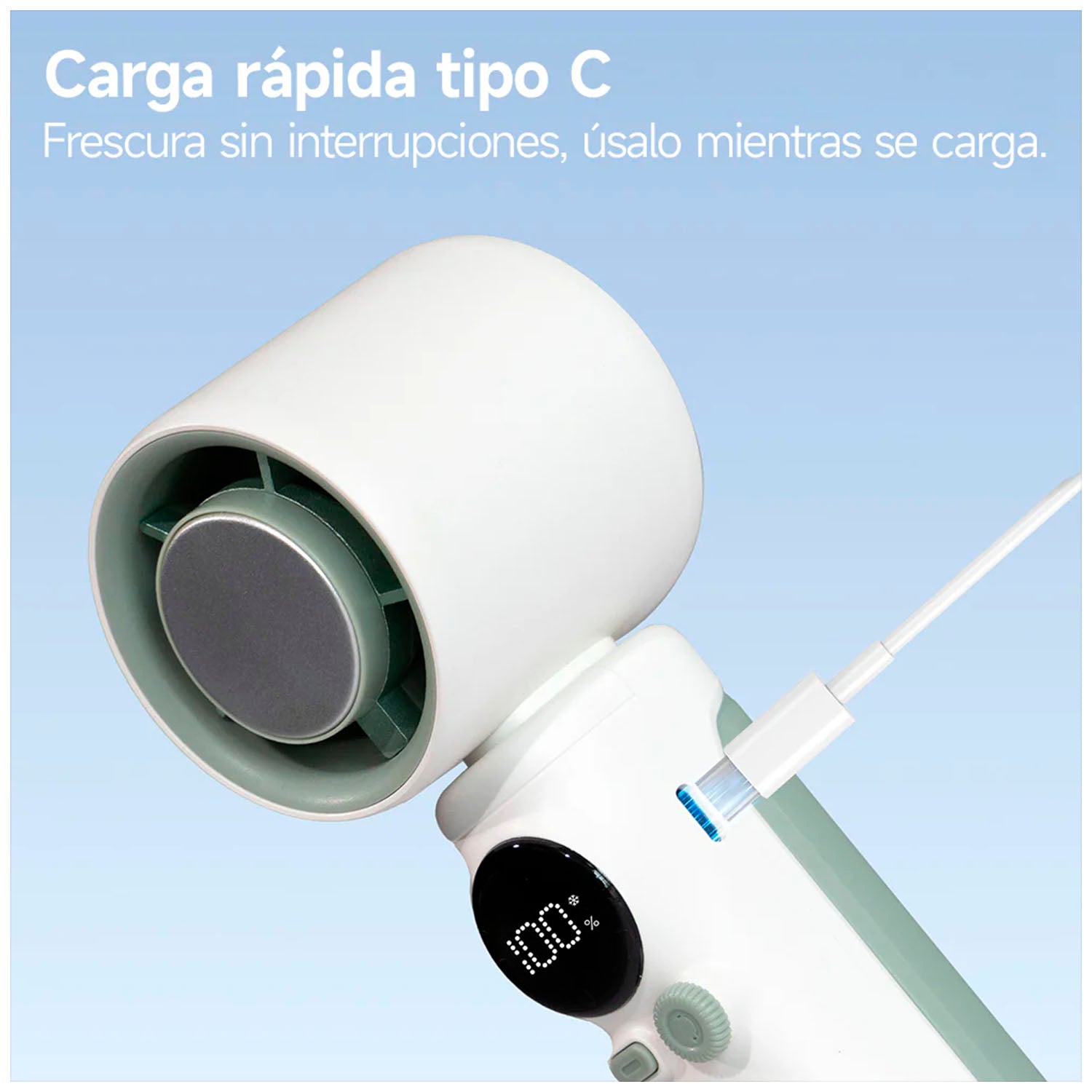 BOMIDI - Mini Ventilador MF01 Blanco Portátil Recargable USB-C