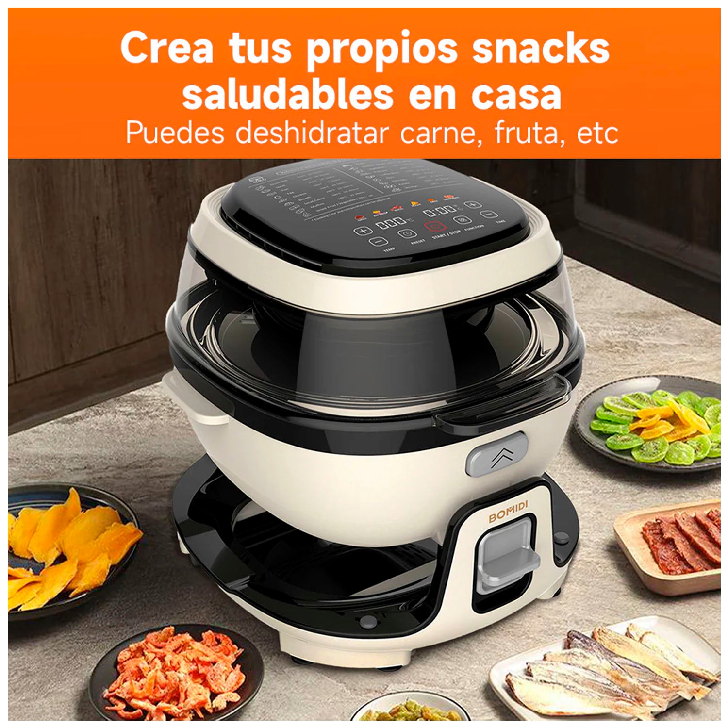 BOMIDI - Freidora de Aire AF01 Blanca 6L Digital 1700W