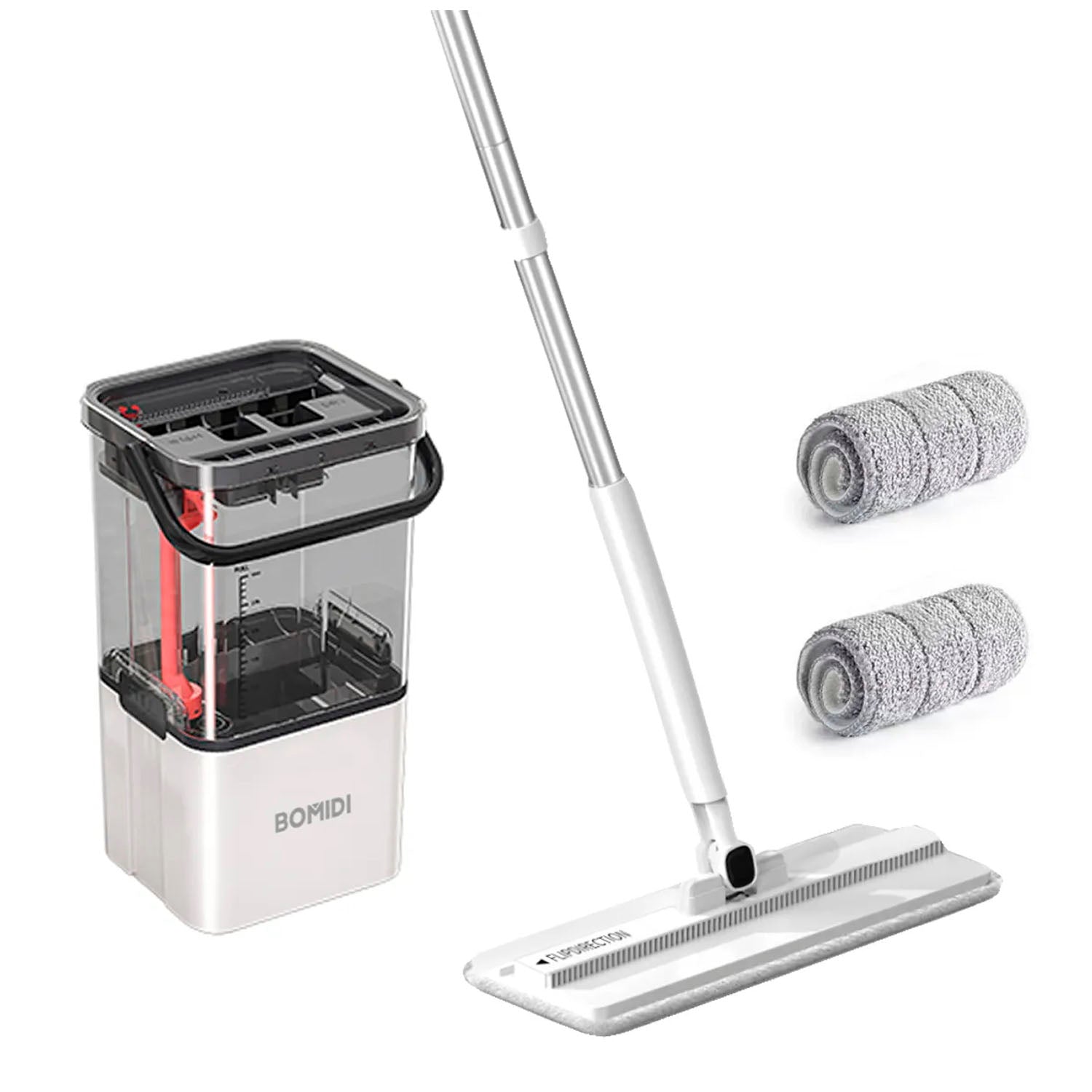 BOMIDI - Trapeador Escurridor M21 Blanco 360° con Sistema de Agua Limpia y Sucia