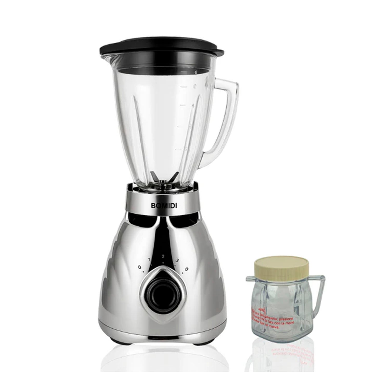 BOMIDI - Licuadora BJ01 Silver 1000W Vaso de Vidrio 1.5L + Vaso Portátil