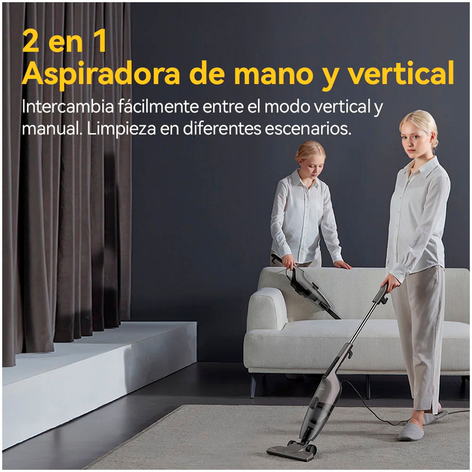 DEERMA - Aspiradora DX120C Blanca 2 en 1 600W