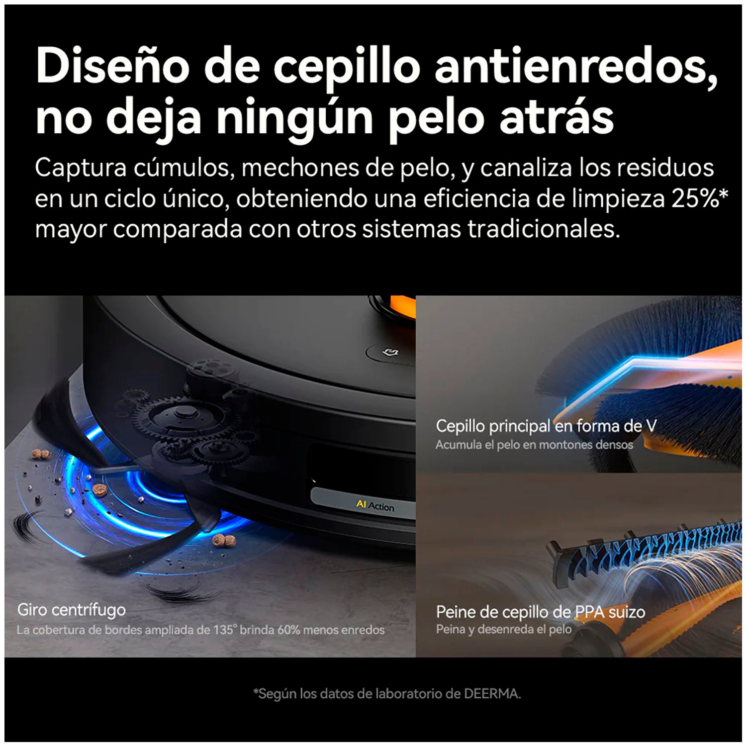 DEERMA - Aspiradora Robot Inteligente DEM-S30 Negra con Estación de Vaciado Automático