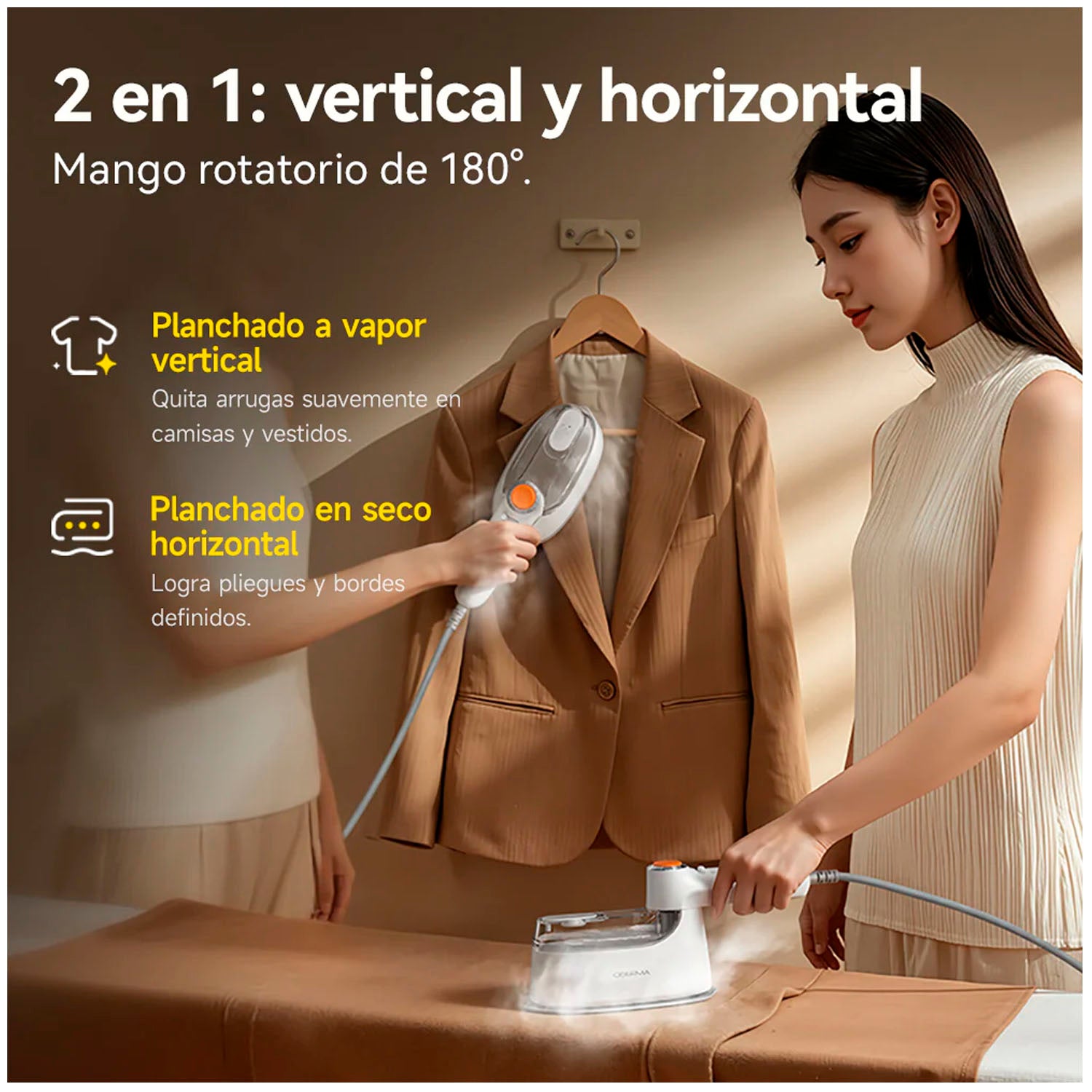 DEERMA - Plancha y Vaporizador Portátil GT01 Blanco 1400W