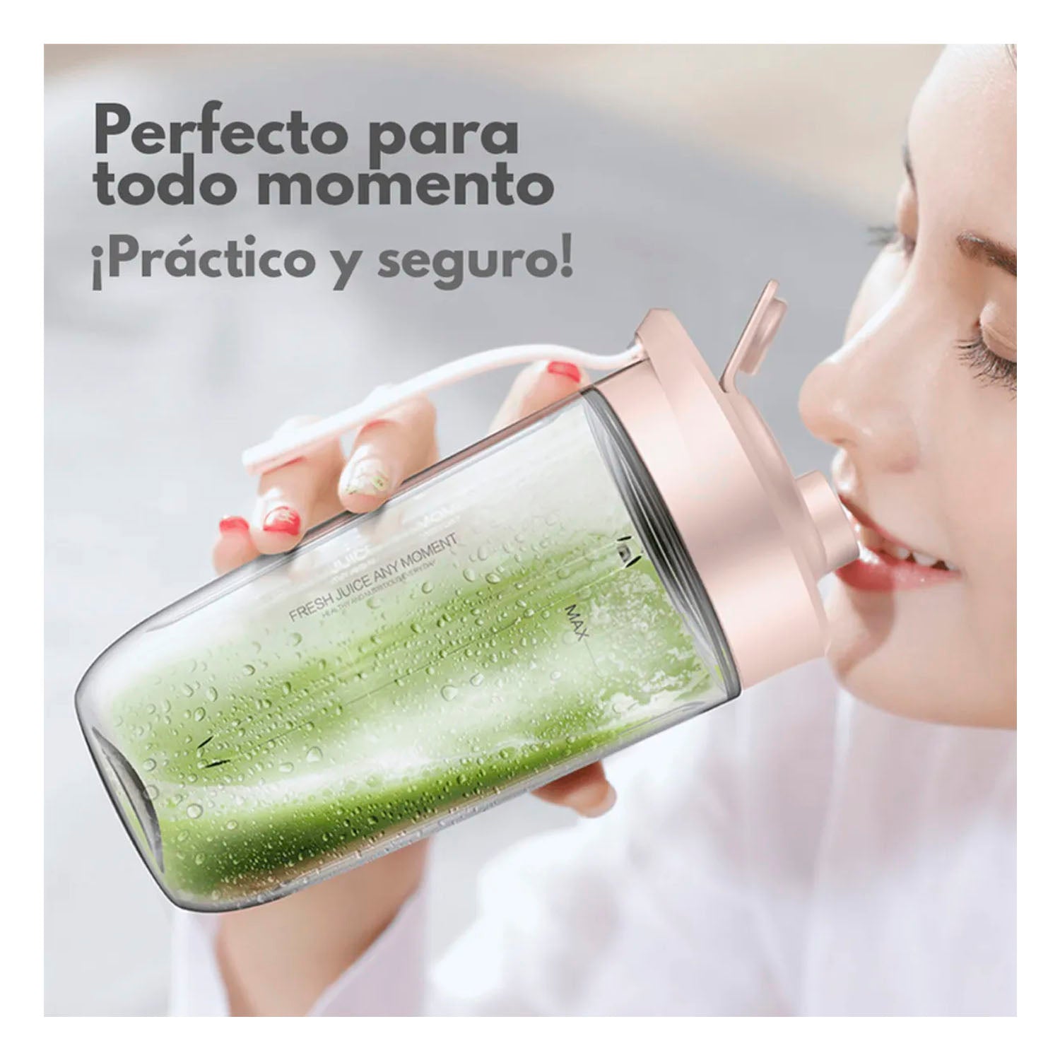 DEERMA - Mini Licuadora Portátil NU05 Rosa 400ml 140W