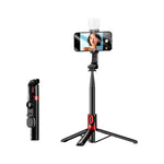 REMAX - Selfie Trípode P60 Negro 1.3 m Bluetooth 360° con Luz LED