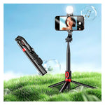 REMAX - Selfie Trípode P60 Negro 1.3 m Bluetooth 360° con Luz LED