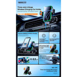 REMAX - Cargador Inalámbrico RM-C69 Negro 15W para Auto Qi USB-C